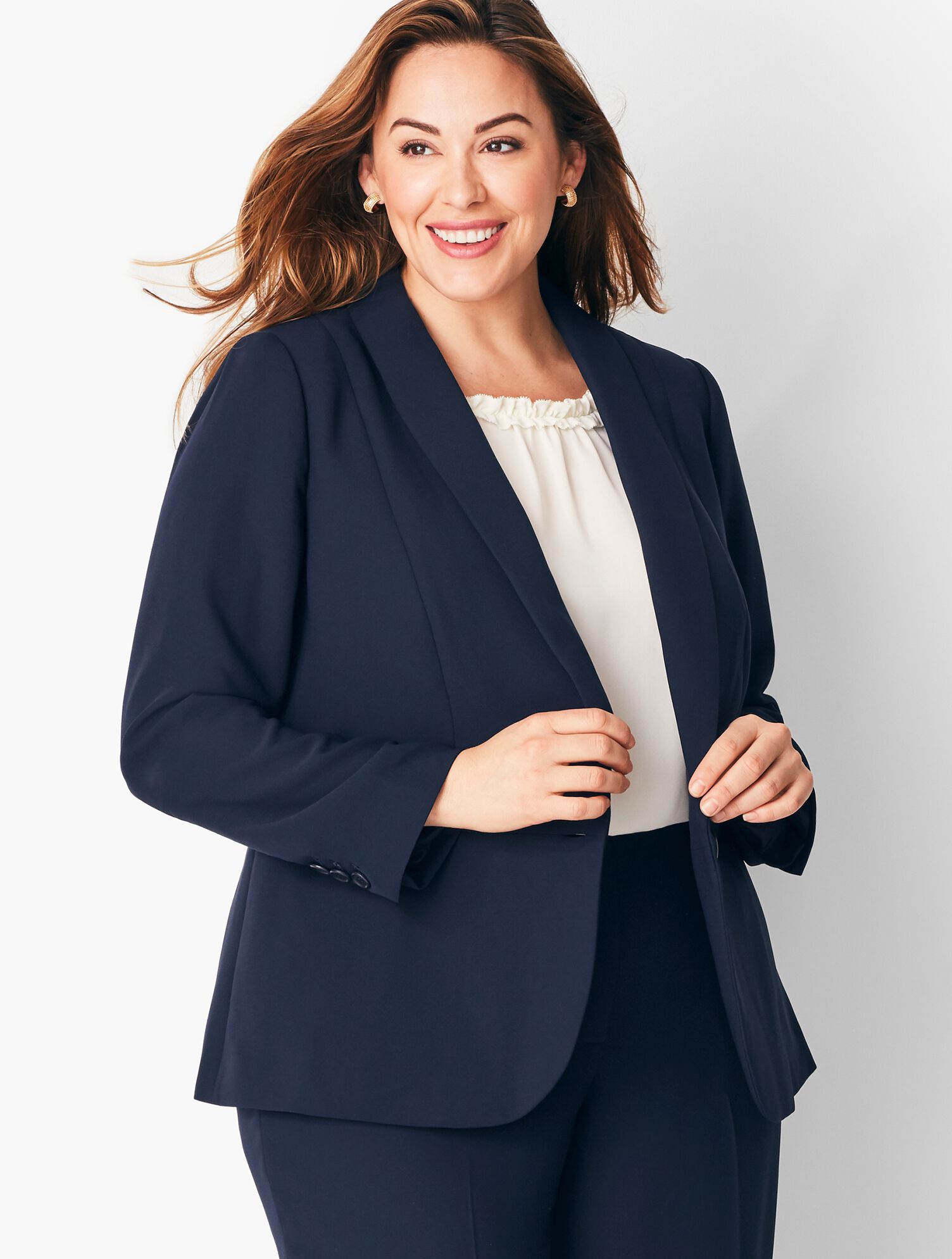 Talbots Refined Crepe Single-Button Peplum Blazer