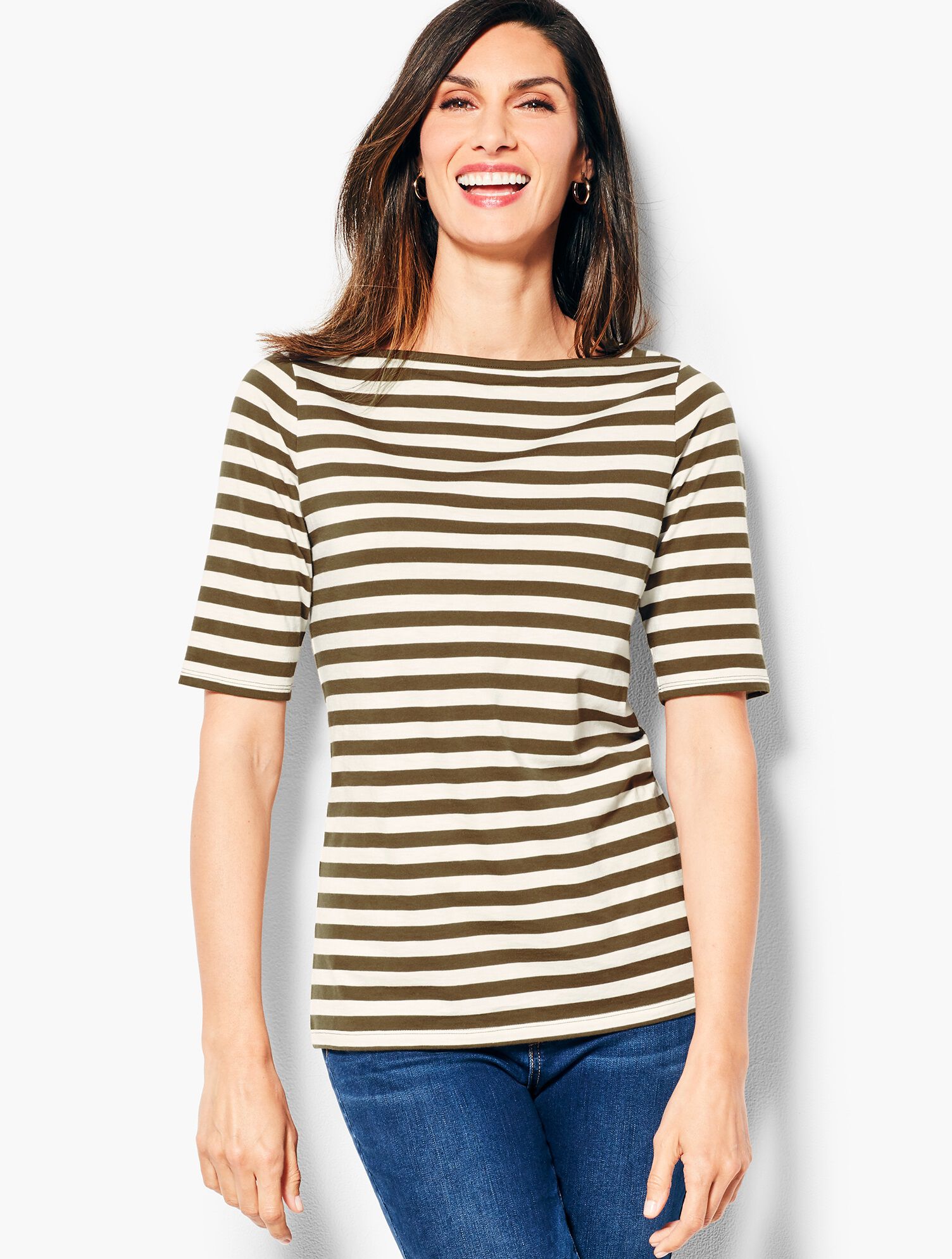 Envelope-Neck Tee - Stripe