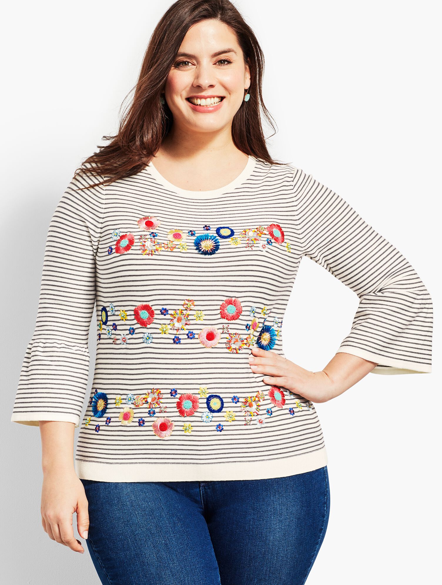 Floral Row Crewneck Sweater