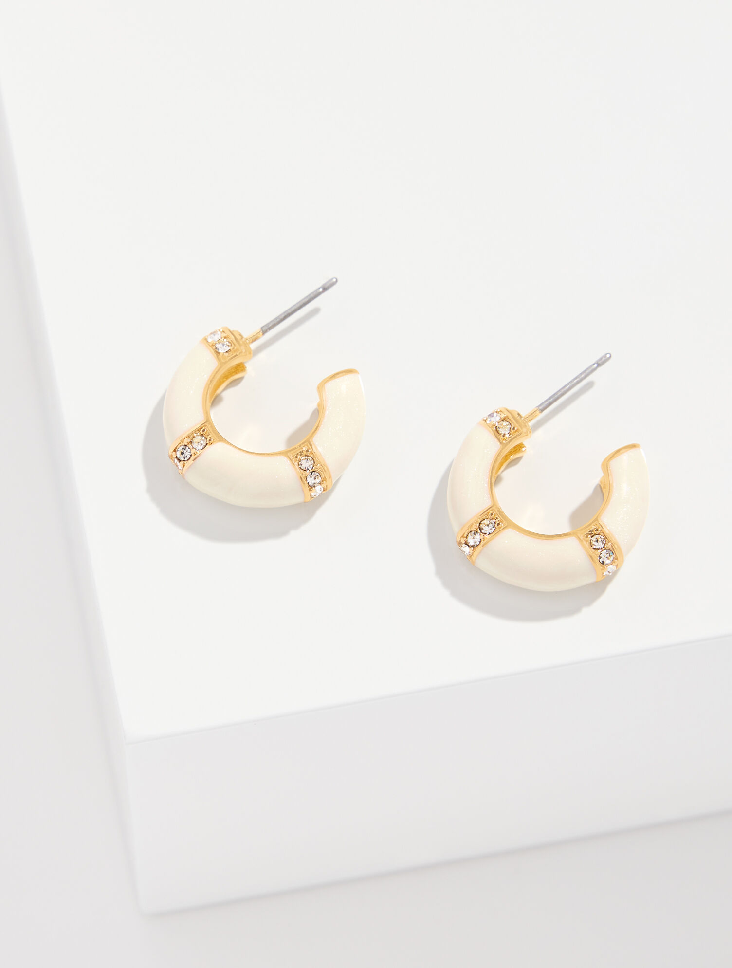 Banded Enamel Hoop Earrings
