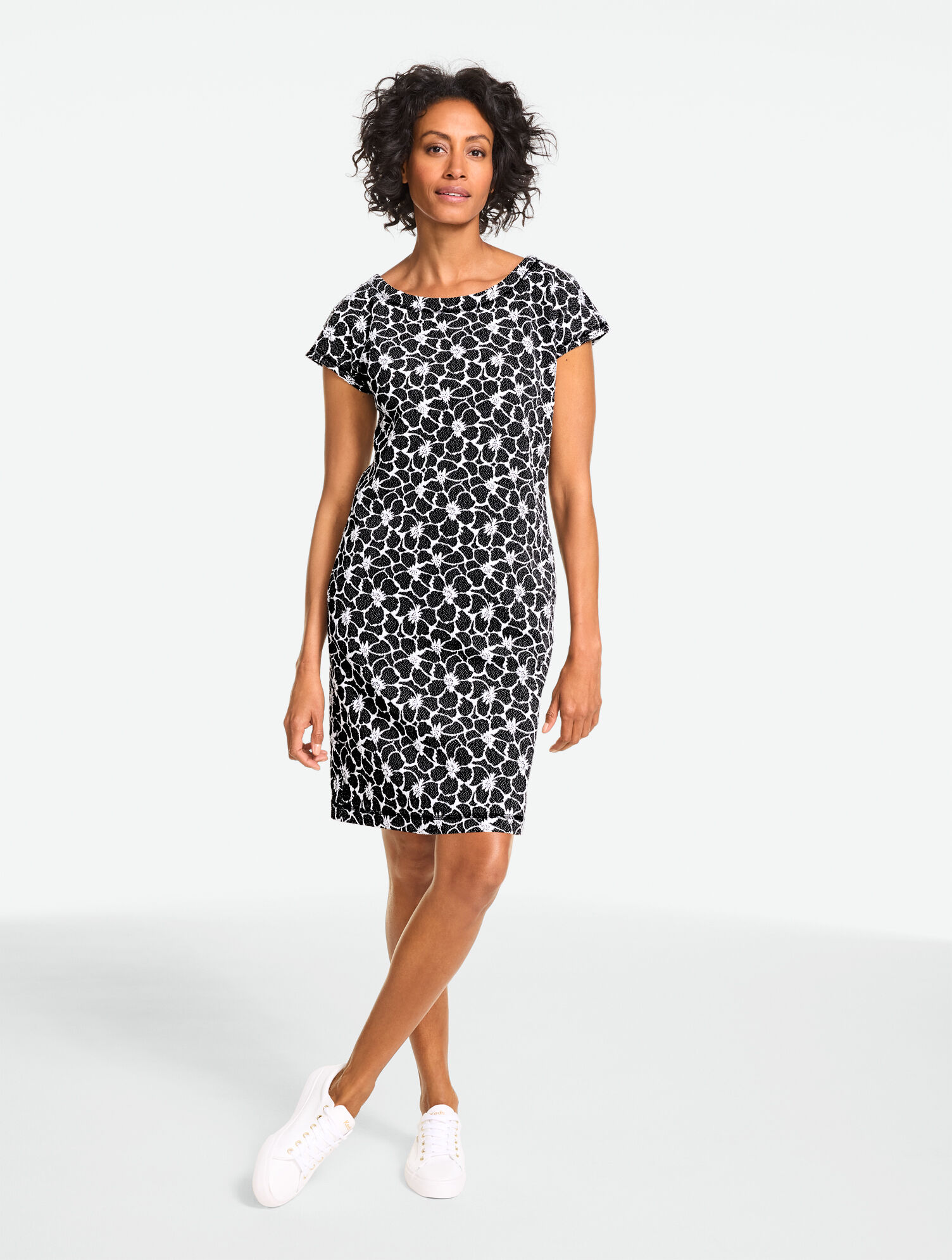 Sunny Floral Jacquard Keyhole Dress