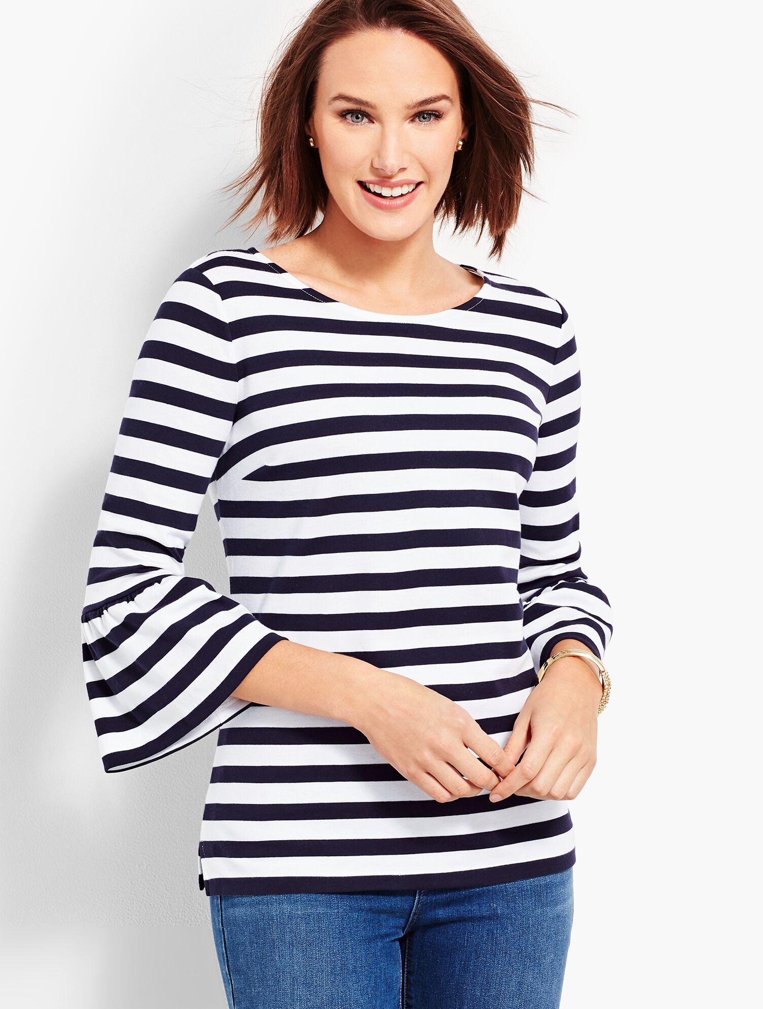 Flare-Sleeve Top-Stripe
