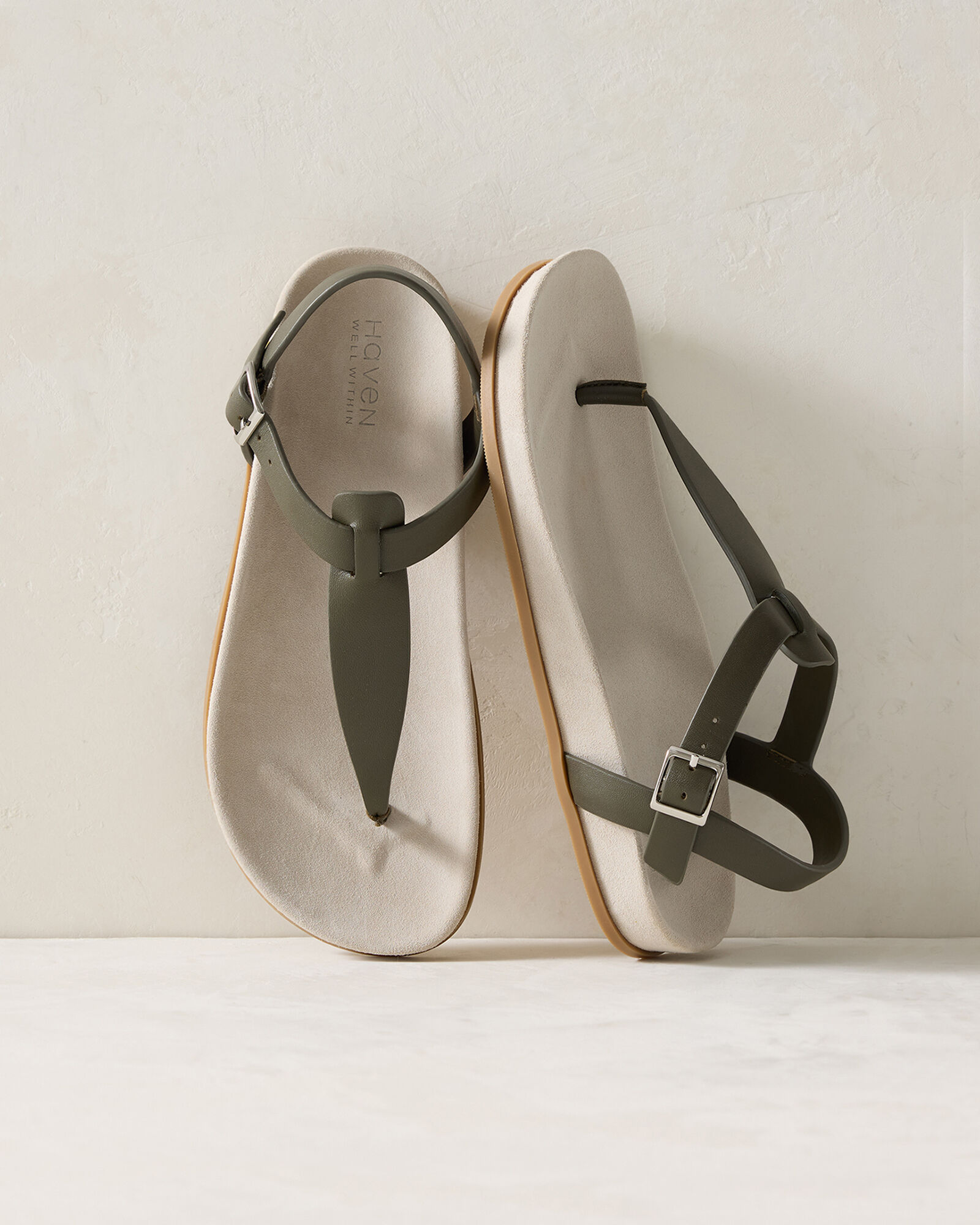 Leather and Suede Thong Sandal