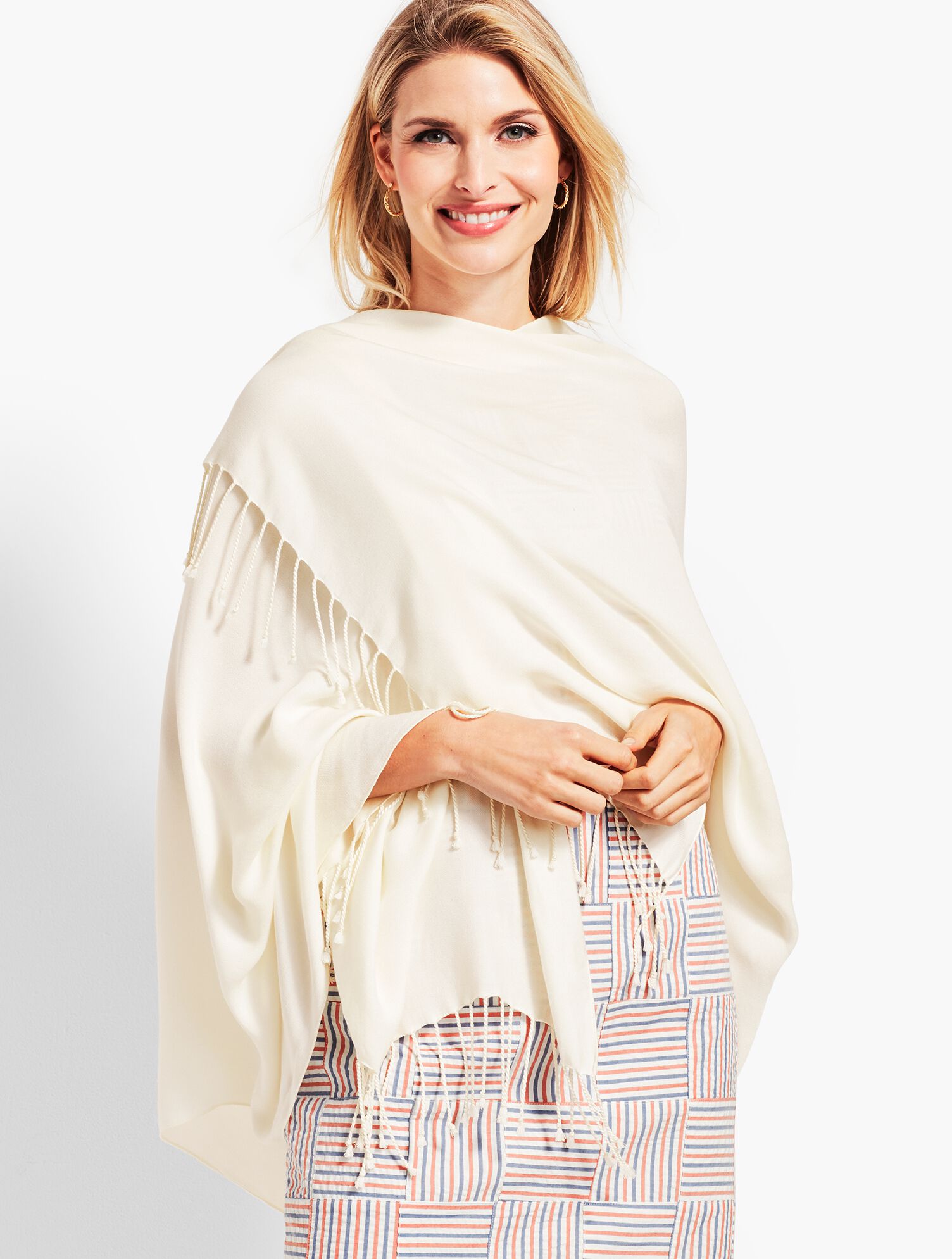Tasseled Occasion Wrap - Talbots Ivory