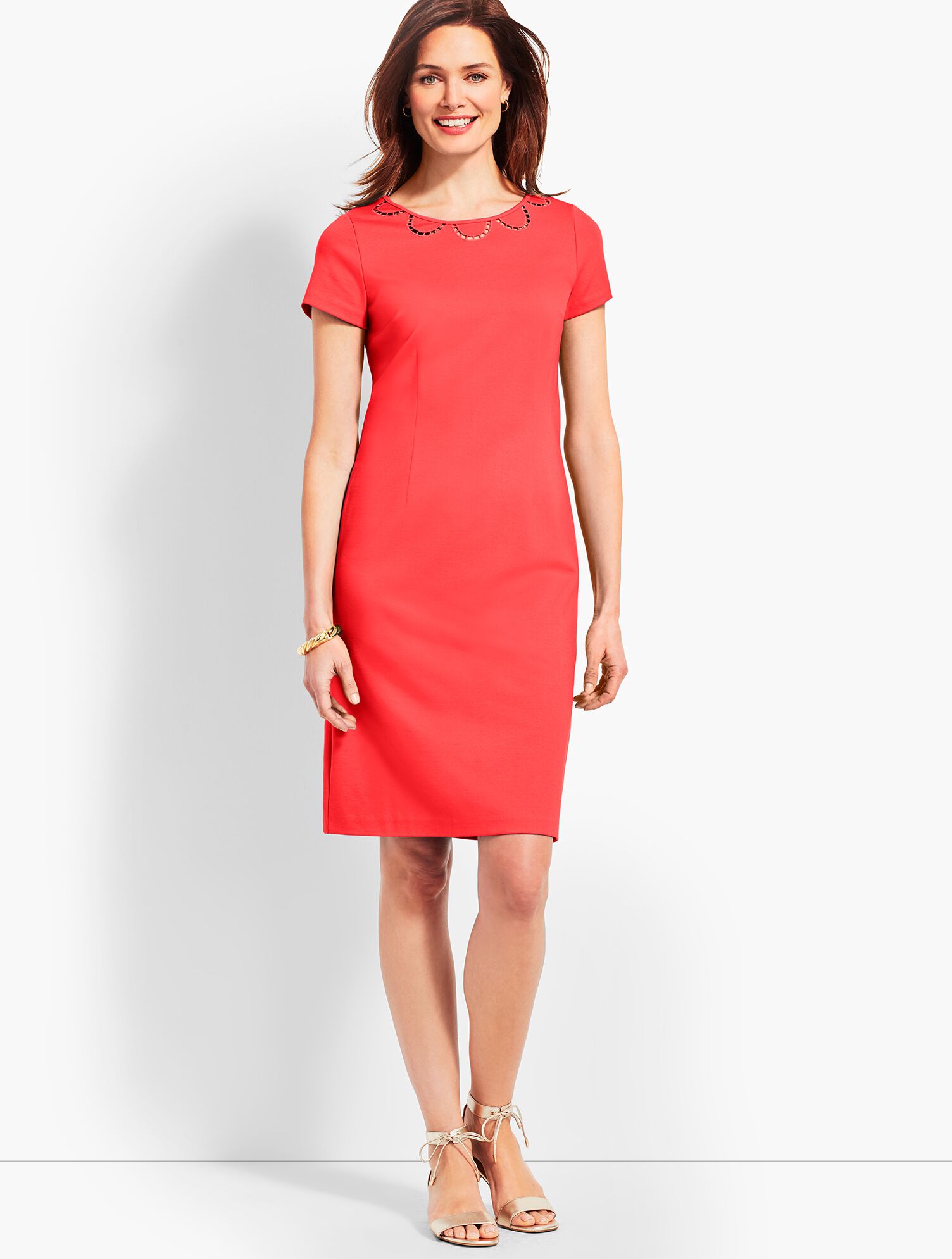 Embroidered Ponte Sheath Dress
