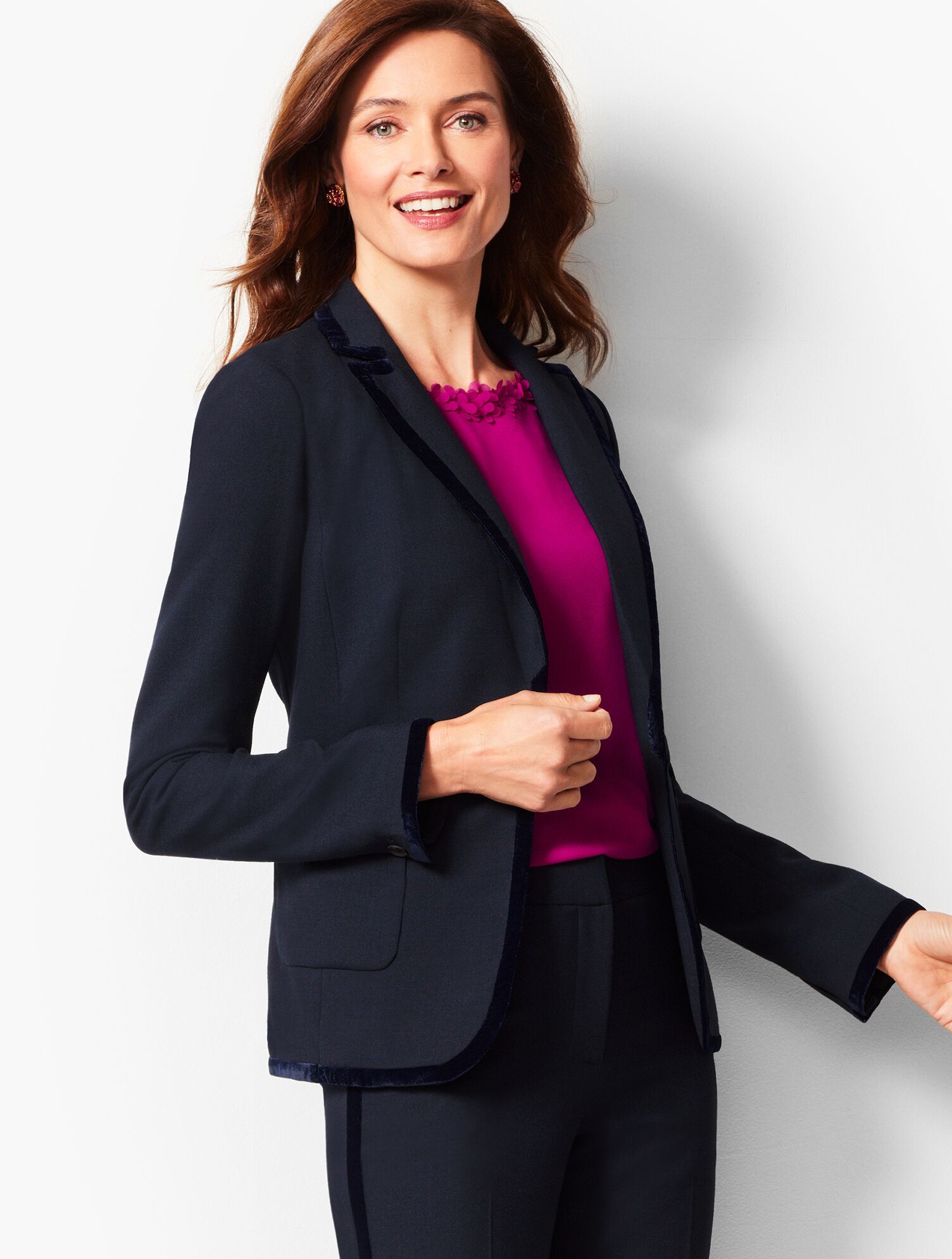 Velvet-Trim Blazer