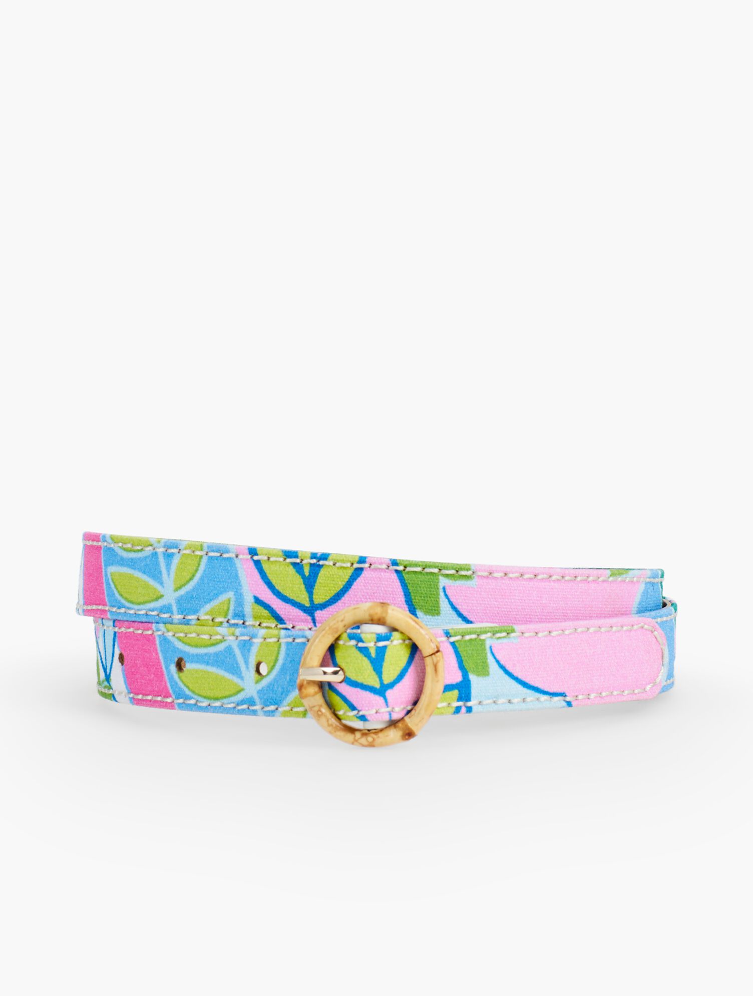 Bamboo-Buckled Cotton Print Belt