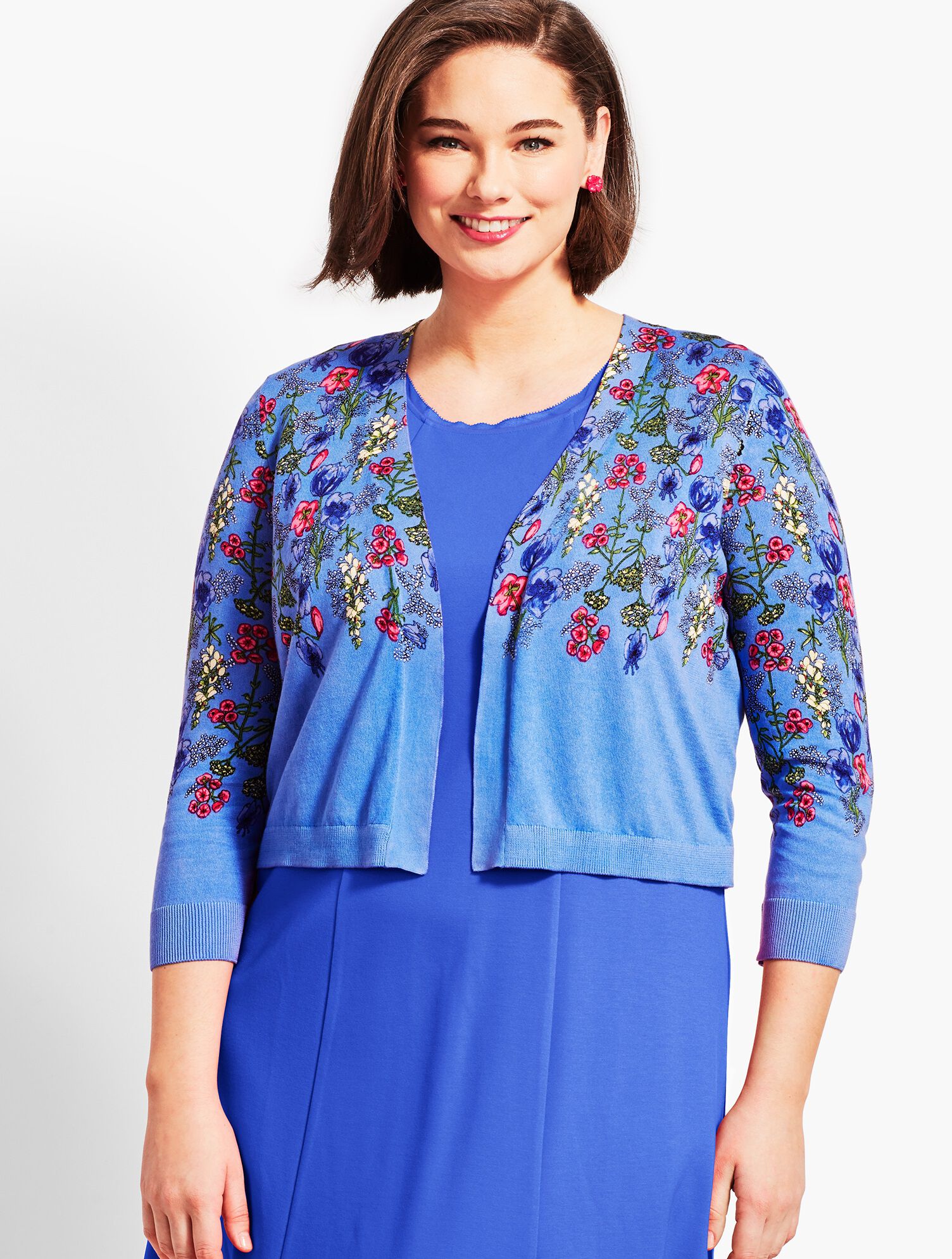 Plus Size Exclusive Classic Open-Front Shrug - Spring Garden