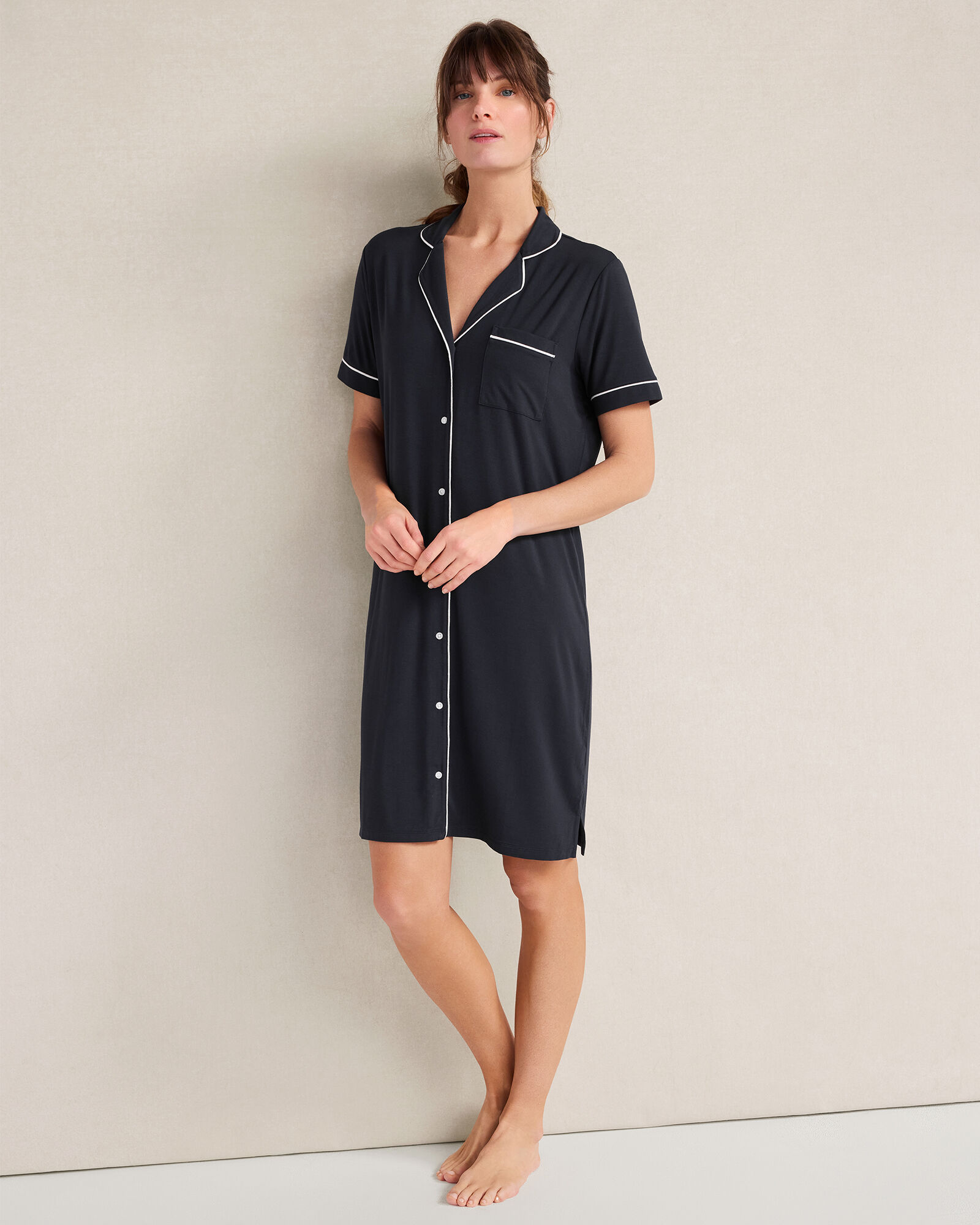 Calm &amp; Cool Notch Collar Sleep Dress