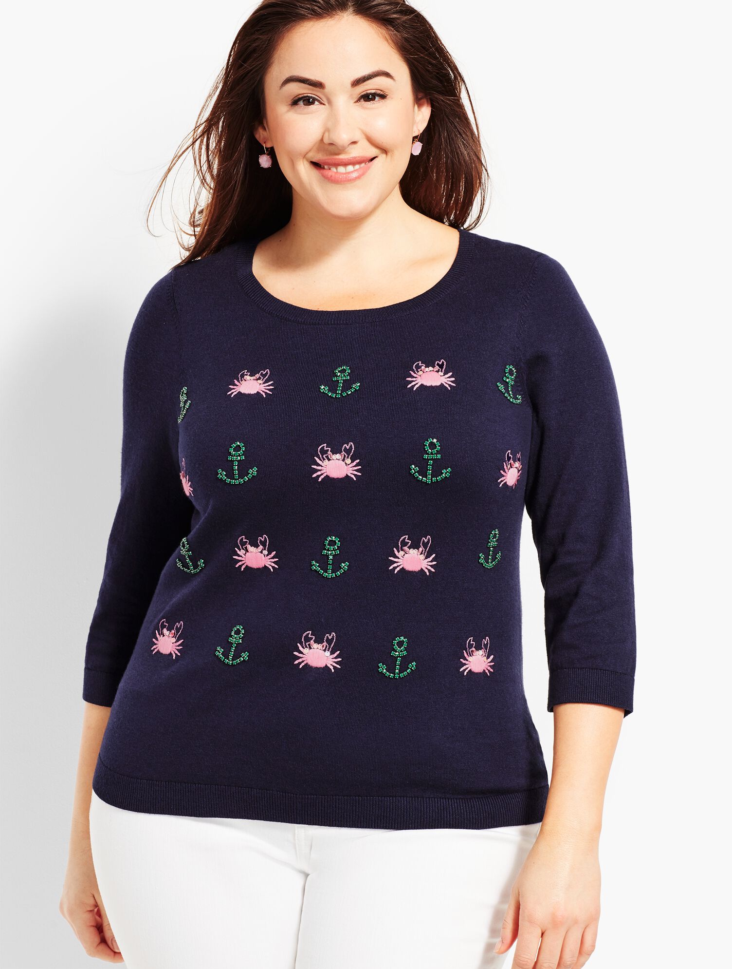 Seashore Embroidered Crewneck Sweater