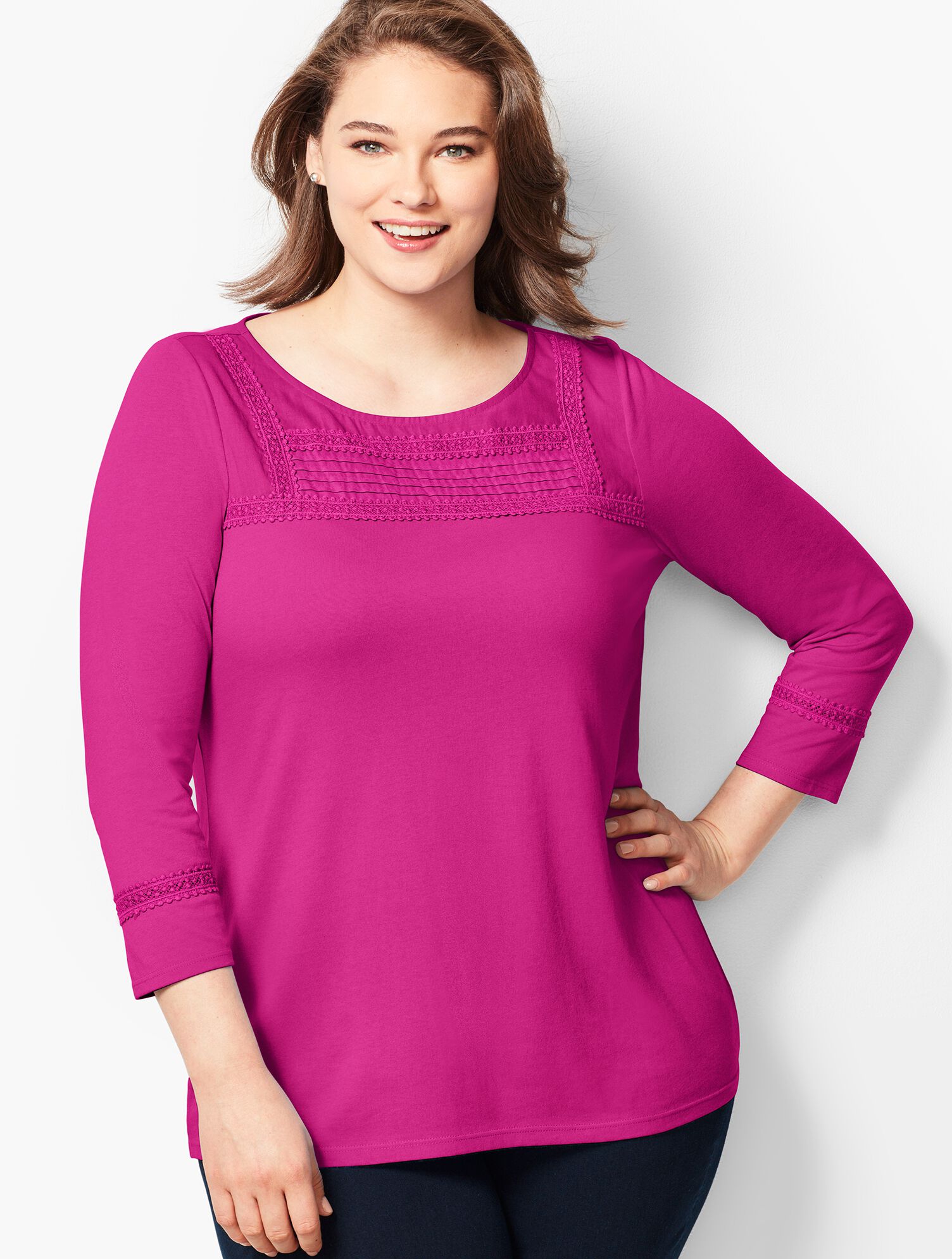 Pintuck Woven-Panel Top